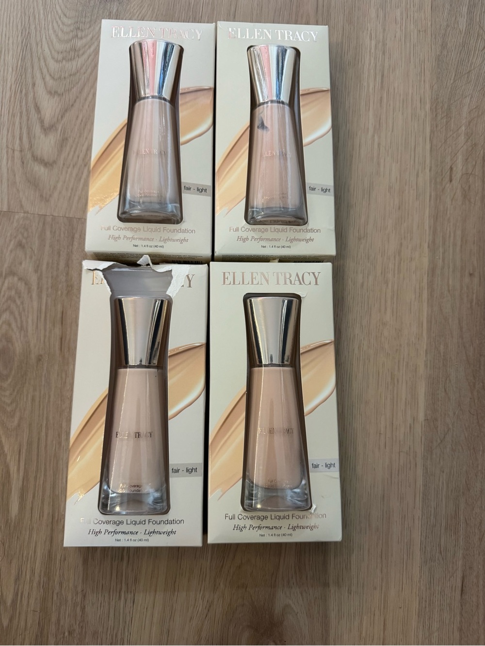 Ellen Tracy Full Coverage Liquid Foundation – Fair/Light – Lot of 4